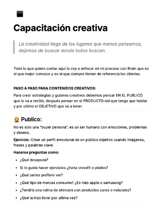 Capacitación en creatividad