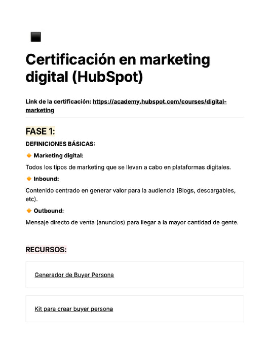 Certificación en marketing digital