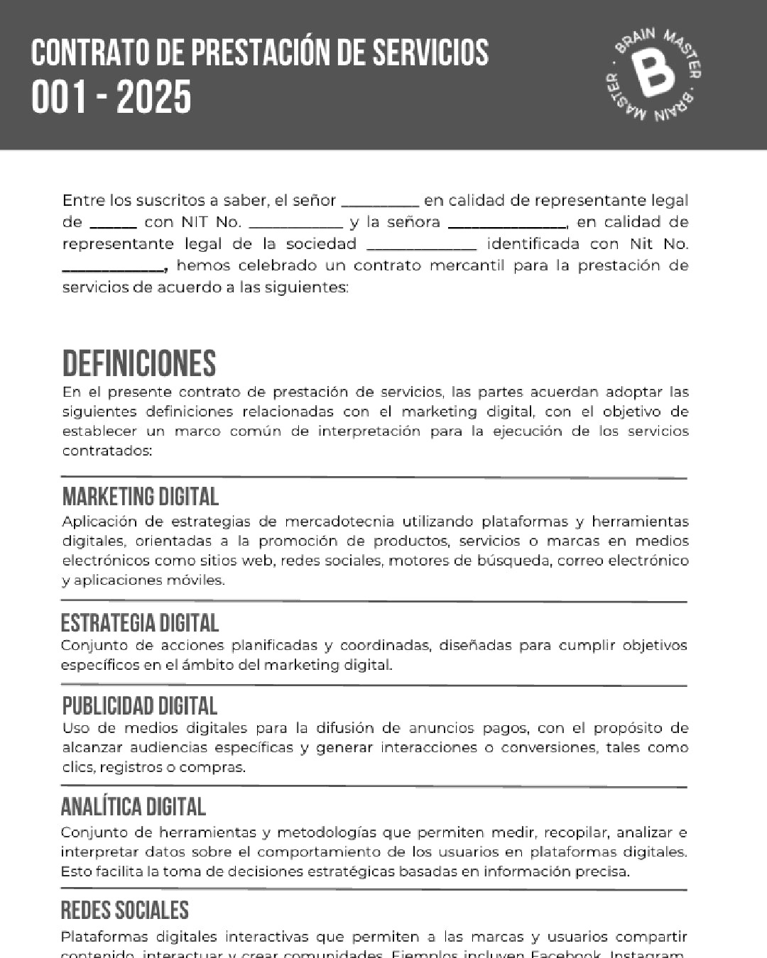 Plantilla de contrato 2025